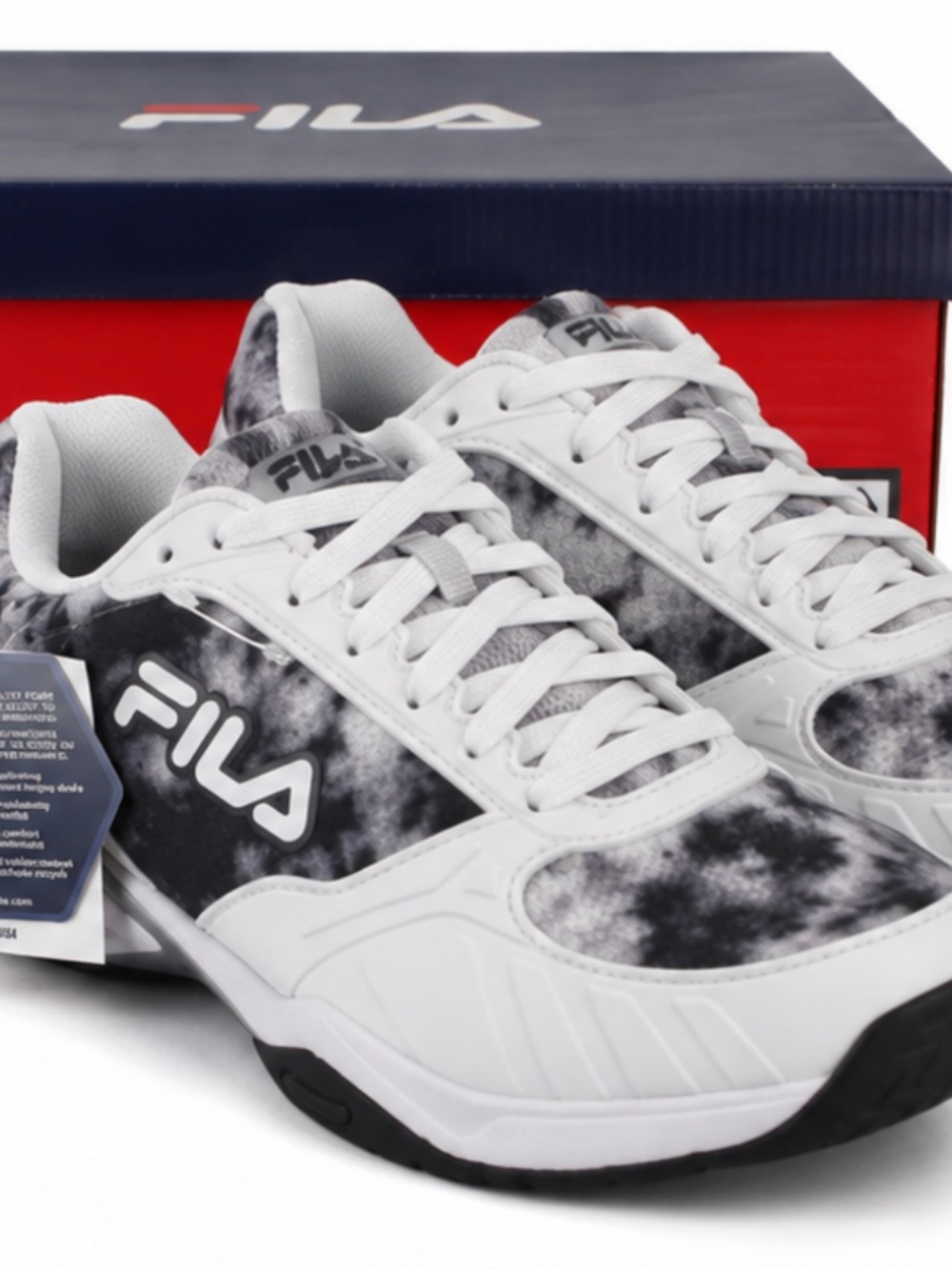 FILA Women’s Zone Tie Dye Sneakers White Black Size 12